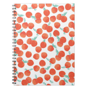 Seamless peach pattern with fruits background. Sum Notebook