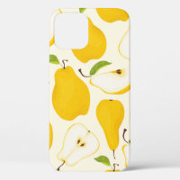 Seamless pear pattern. Different pears whole fruit