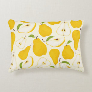 Seamless pear pattern. Different pears whole fruit Decorative Cushion