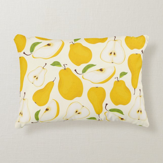 Seamless pear pattern. Different pears whole fruit Decorative Cushion (Front)