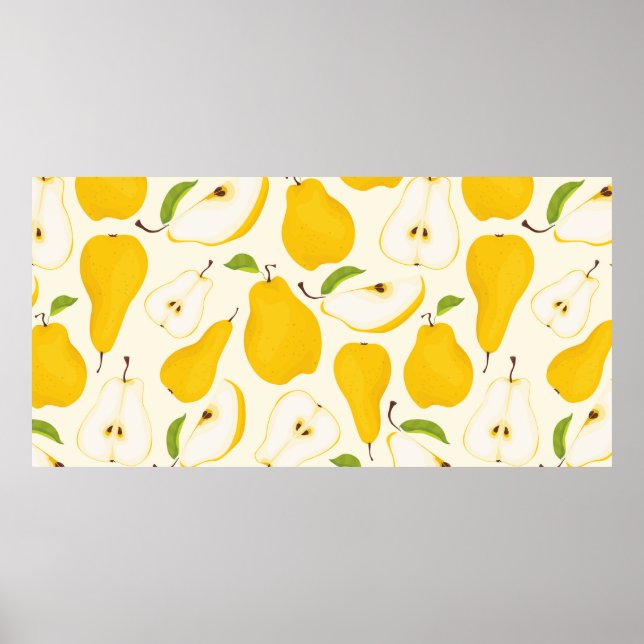 Seamless pear pattern. Different pears whole fruit Poster (Front)