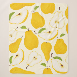 Seamless pear pattern. Different pears whole fruit Sherpa Blanket