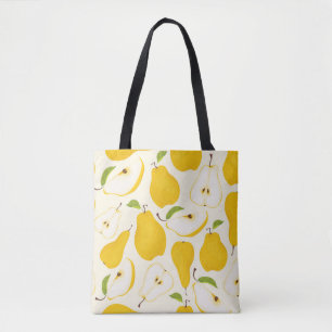 Seamless pear pattern. Different pears whole fruit Tote Bag