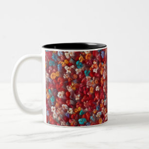 Seamless photo of tiny colourful flowers. Two-Tone coffee mug