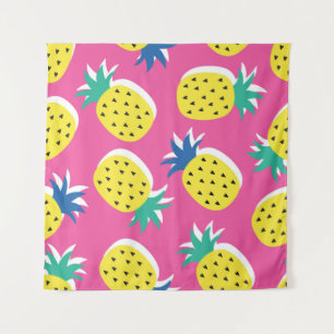 seamless pineapple fruit crazy colors pattern. Ch Tapestry