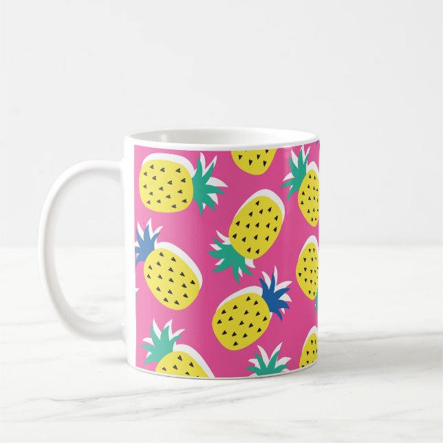  seamless pineapple fruit crazy colours pattern. C Coffee Mug (Left)