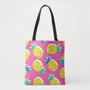 seamless pineapple fruit crazy colours pattern. C Tote Bag