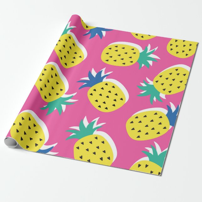  seamless pineapple fruit crazy colours pattern. C Wrapping Paper (Unrolled)