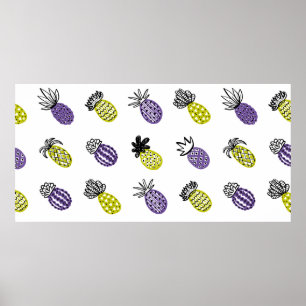 Seamless pineapple pattern poster