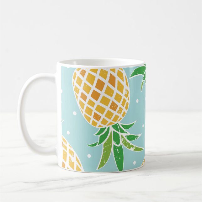 Seamless Pineapple Pattern Tropical Print Coffee Mug (Left)