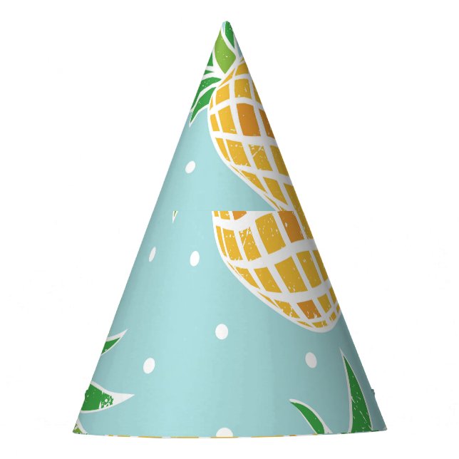 Seamless Pineapple Pattern Tropical Print Party Hat (Front)