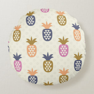 Seamless Pineapples Vintage Pattern Design Round Cushion