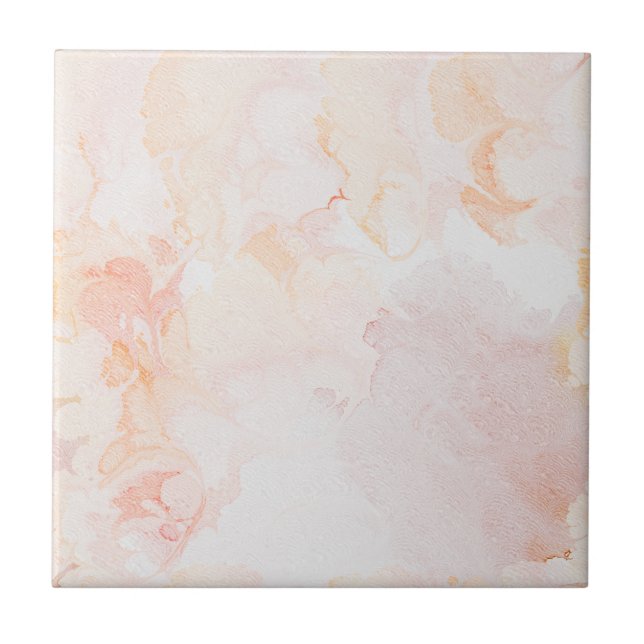Seamless Pink and Peach Marbled Ceramic Tile (Front)