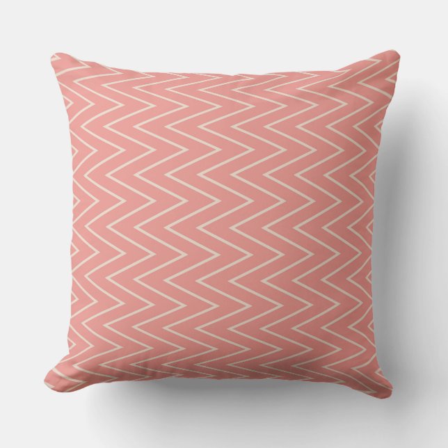 Seamless Pink and White Zigzag Pattern Cushion (Front)