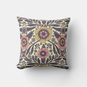 Seamless Pink & Blue Floral Pattern Cushion