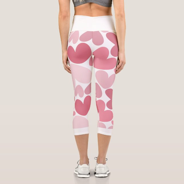 Seamless Pink Hearts Pattern Leggings – Romantic (Back)