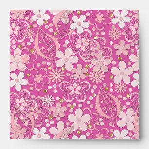 Seamless pink lace romantic flowers floral pattern envelope