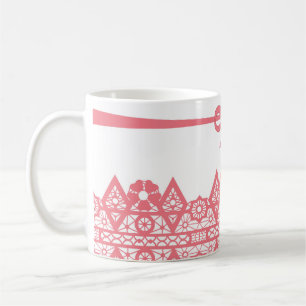 Seamless pink lacy lace romantic bow white pattern coffee mug