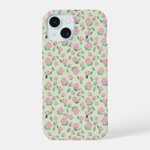 Seamless Pink Rose Watercolor Pattern iPhone 15 Case