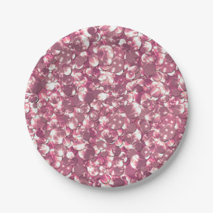 Seamless pink silver glittery sparkles glitter con paper plate