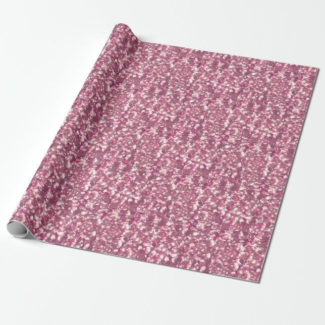 Seamless pink silver glittery sparkles glitter con wrapping paper (Unrolled)