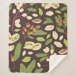 Seamless pistachio pattern with nuts, shells, bran sherpa blanket
