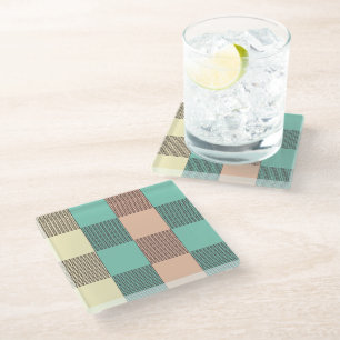 Seamless plaid pattern glass coaster