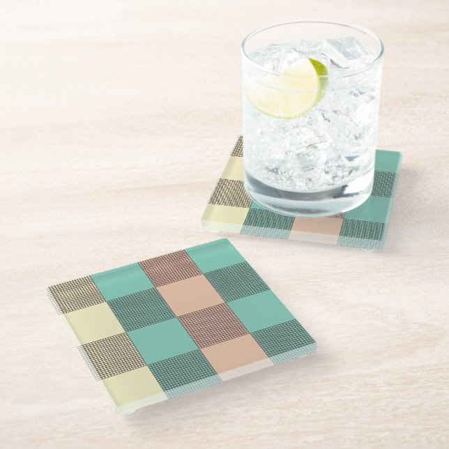 Seamless plaid pattern   glass coaster (Angled)