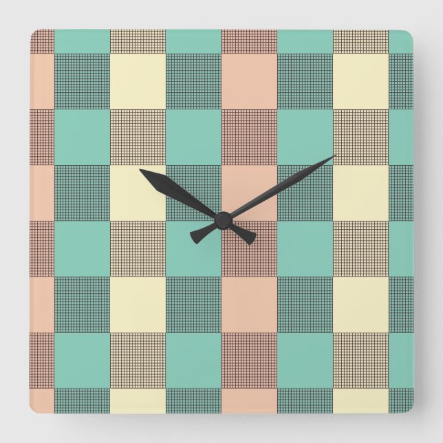Seamless plaid pattern   square wall clock (Front)