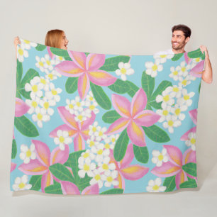 Seamless plumeria Pattern art print Fleece Blanket
