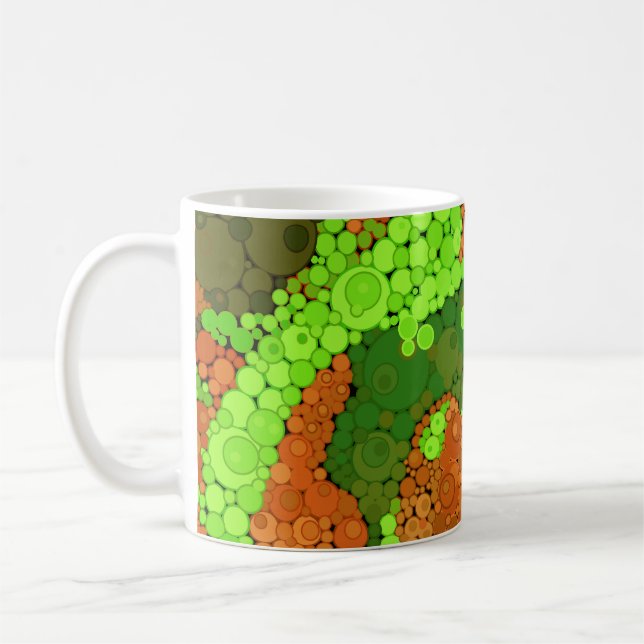 Seamless pointillism hand painted circles round sh coffee mug (Left)