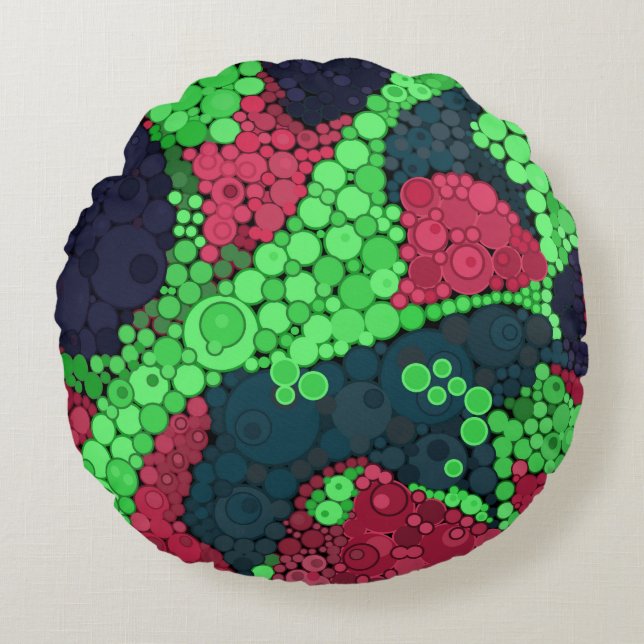 Seamless pointillism hand painted circles round sh round cushion (Front)