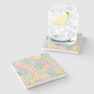 Seamless Polka Dot Pattern in Pastel Colors Stone Coaster