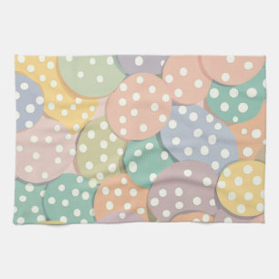Seamless Polka Dot Pattern in Pastel Colors Tea Towel