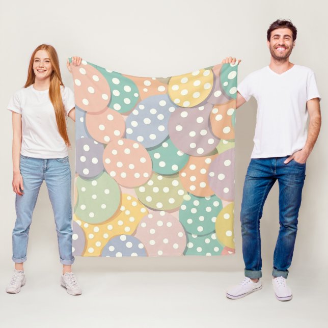 Seamless Polka Dot Pattern in Pastel Colours Fleece Blanket (In Situ)