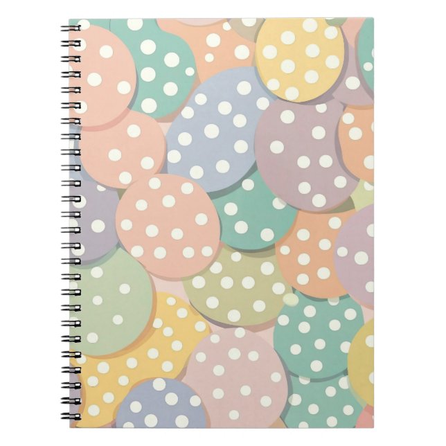 Seamless Polka Dot Pattern in Pastel Colours Notebook (Front)