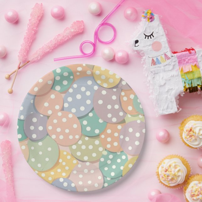 Seamless Polka Dot Pattern in Pastel Colours Paper Plate (Party)