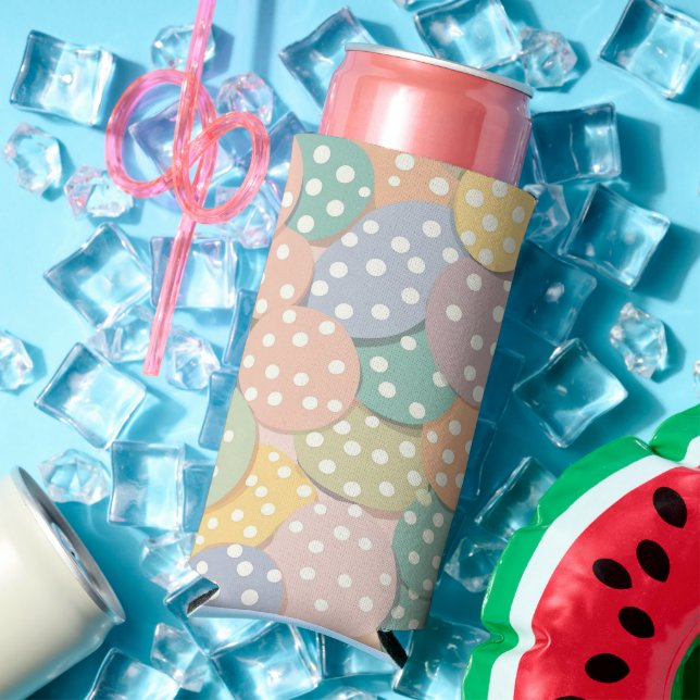 Seamless Polka Dot Pattern in Pastel Colours Seltzer Can Cooler (In Situ Summer)
