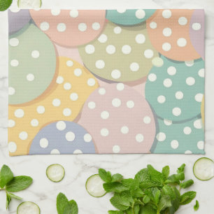 Seamless Polka Dot Pattern in Pastel Colours Tea Towel