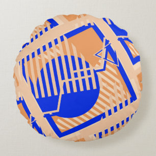 Seamless Pop Art Pattern. Abstract Color Texture w Round Cushion