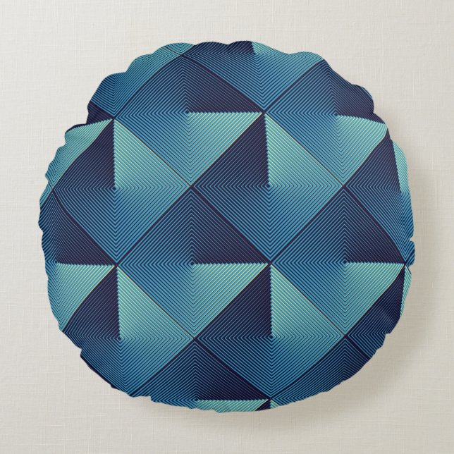 Seamless pop art pattern of lined rhombuses round cushion (Front)