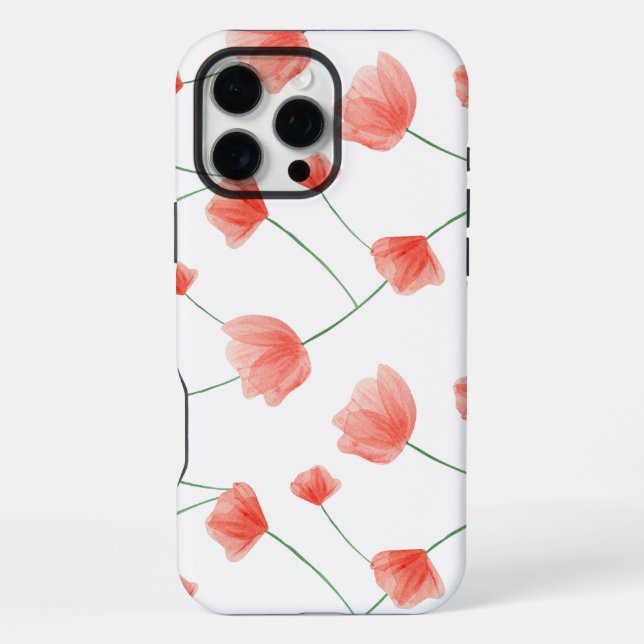 Seamless poppies floral background iPhone case (Back)