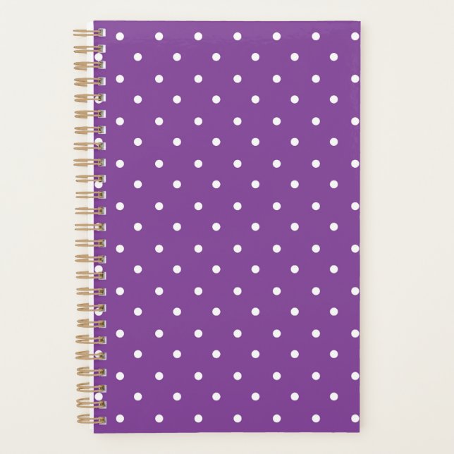 Seamless purple background polka dot pattern  planner (Front)