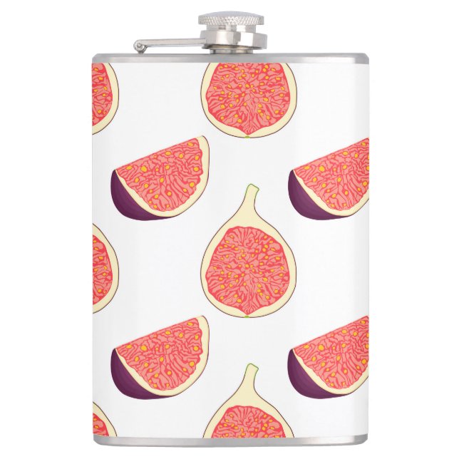 Seamless purple fig: colourful pattern hip flask (Front)