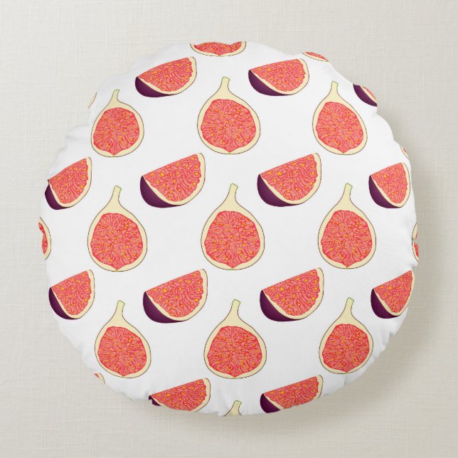 Seamless purple fig: colourful pattern round cushion (Front)