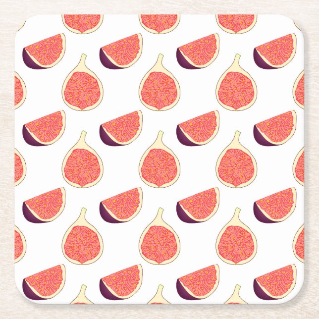 Seamless purple fig: colourful pattern square paper coaster (Front)