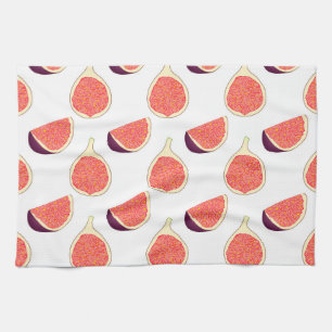 Seamless purple fig: colourful pattern tea towel