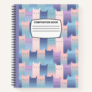 Seamless purple pink cats spiral composition notebook