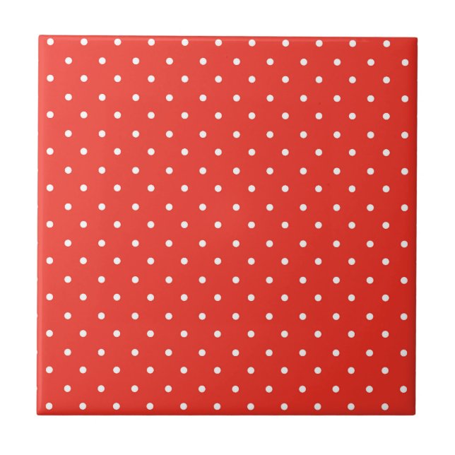 Seamless red background polka dot pattern ceramic tile (Front)