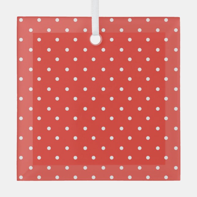 Seamless red background polka dot pattern glass tree decoration (Front)